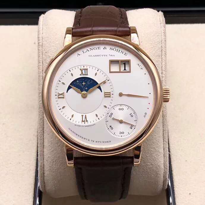 朗格LANGE 1系列型号139.032 手动机械18k玫瑰金材质41mm表径日期月相