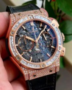 新款-18K玫瑰金镶钻 HUBLOT 宇舶525.OX.0180.LR 镂空计时  后镶顶级美钻