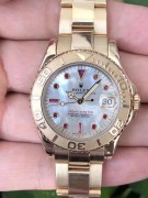 ROLEX 劳力士 18K金游艇 68628 贝母面红宝石刻度  