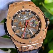 HUBLOT 宇舶法拉利全球限量500支 18K玫瑰金 全镂空 全自动机械 背透机芯 男士大表径45mm