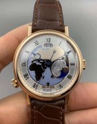 宝玑5717BR  18玫瑰金表壳和表扣  世界时间、GMT、日期和昼夜显示功能，全套附件齐全