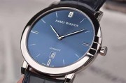 品牌： 海瑞-温斯顿 Harry Winston    系列：  Midnight  系列                    白金蓝盘两针日历自动机械皮带男表