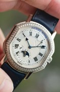 23年全套附件 DANIEL ROTH 丹尼尔·罗斯 368.X.60系列 表径38X41相当圆形40mm 手动机械表 18K白金 原镶钻石 月相功能 动能显示 原价50万左右  原始品99新 现在好价出