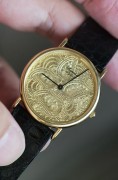 萧邦443118-0001 18K金表壳表扣 18K金金雕花瓣图案 32mm表径 09年全套附件 成色完美 原厂原装表带还很新