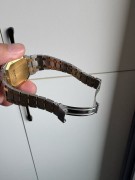 爱彼皇家橡树矩形腕表6005SA，单表，不锈钢间18K黄金材质，约1985年出品，Tapisserie金色格纹盘面，尺寸:38.5x29MM，180以上腕周，原始品95新以上，表带挺拔，照片拍不出实物质感，上手很好看很舒适。
