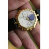 Gerald gents 尊达大师经典作品，八角型自动机械万年历，18K黄金材质，青金石当头月，多边形切割镜面，3到9点位表径31mm，相当圆形33mm表径，原装折叠扣，原始品98单表，原厂原装表带，价格很给力！